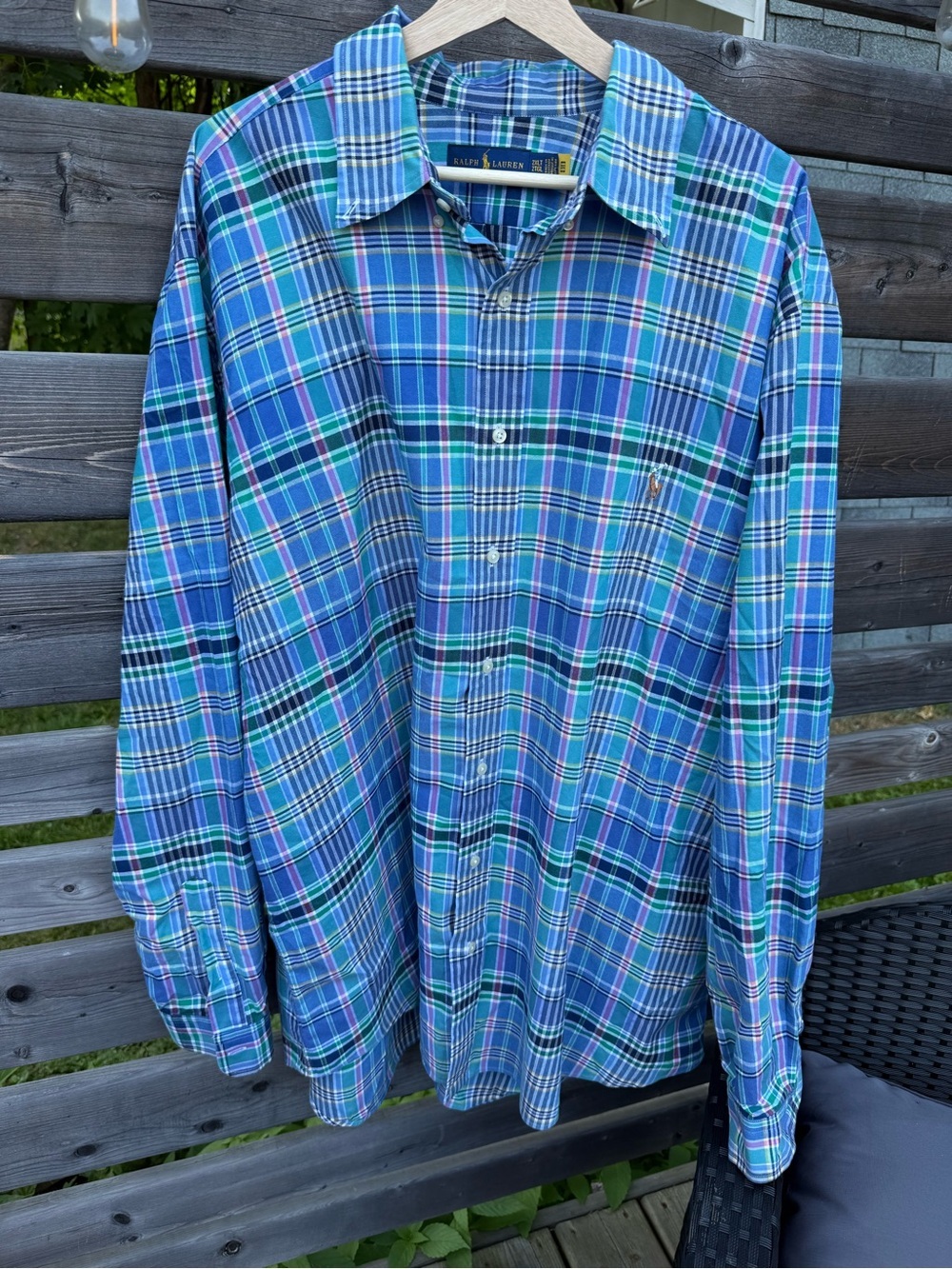 Ralph Lauren Men's Blue Plaid Button-Down Shirt